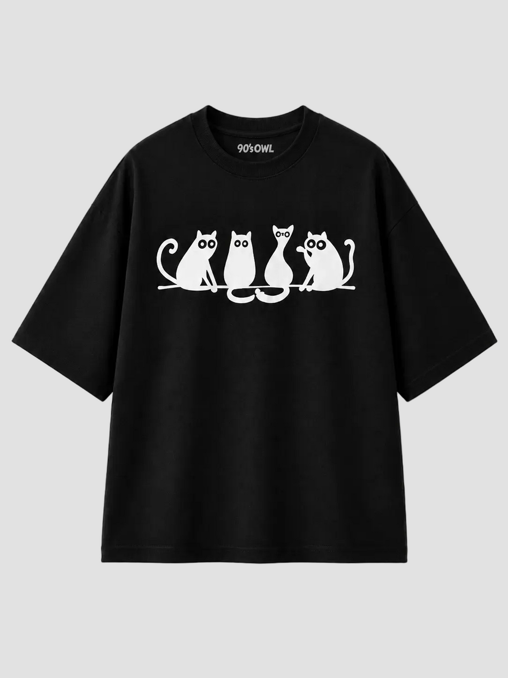 Midnight Cats Oversized T-Shirt 90s OWL