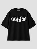 Midnight Cats Oversized T-Shirt 90s OWL