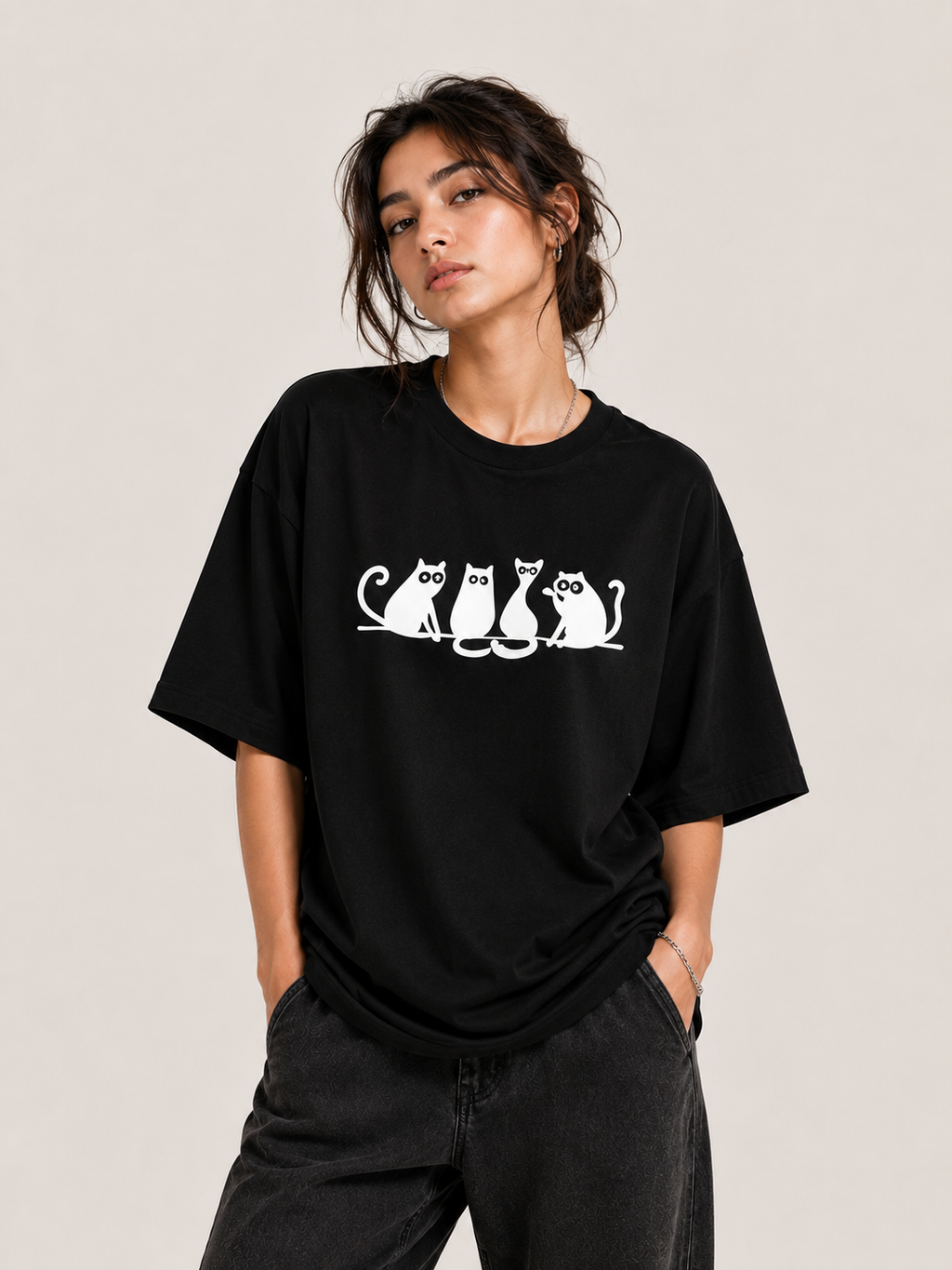 Midnight Cats Oversized T-Shirt