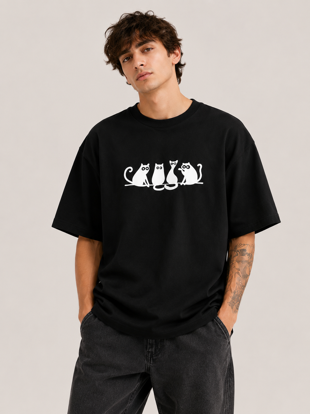 Midnight Cats Oversized T-Shirt