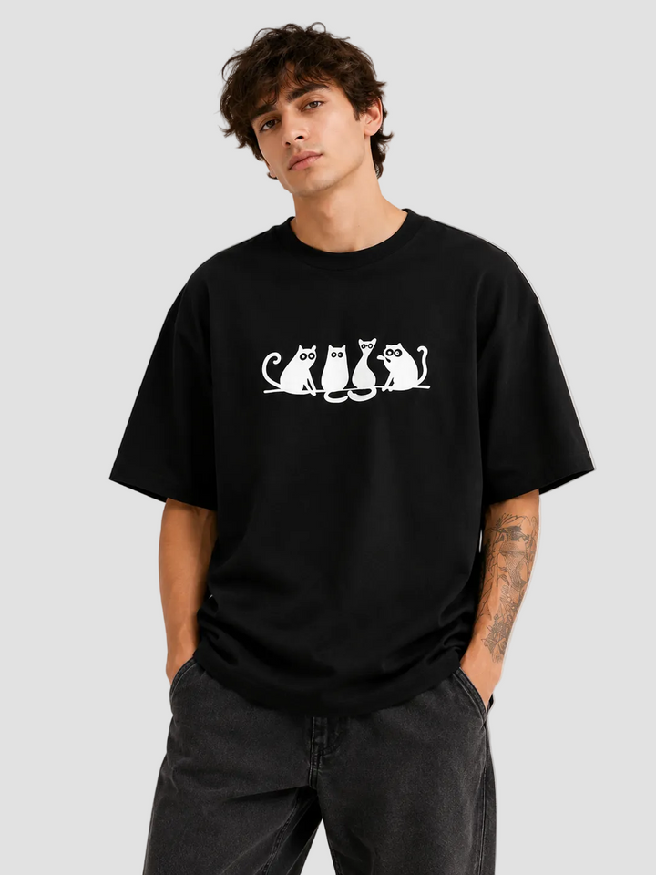 Midnight Cats Oversized T-Shirt 90s OWL