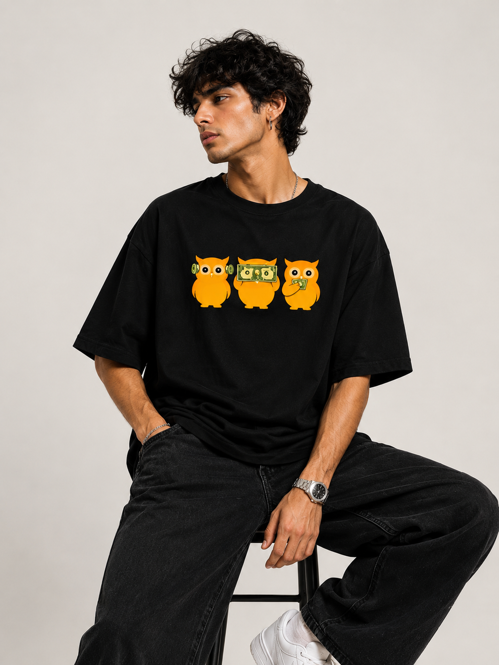 Three Money Owl Oversized T-Shirt
