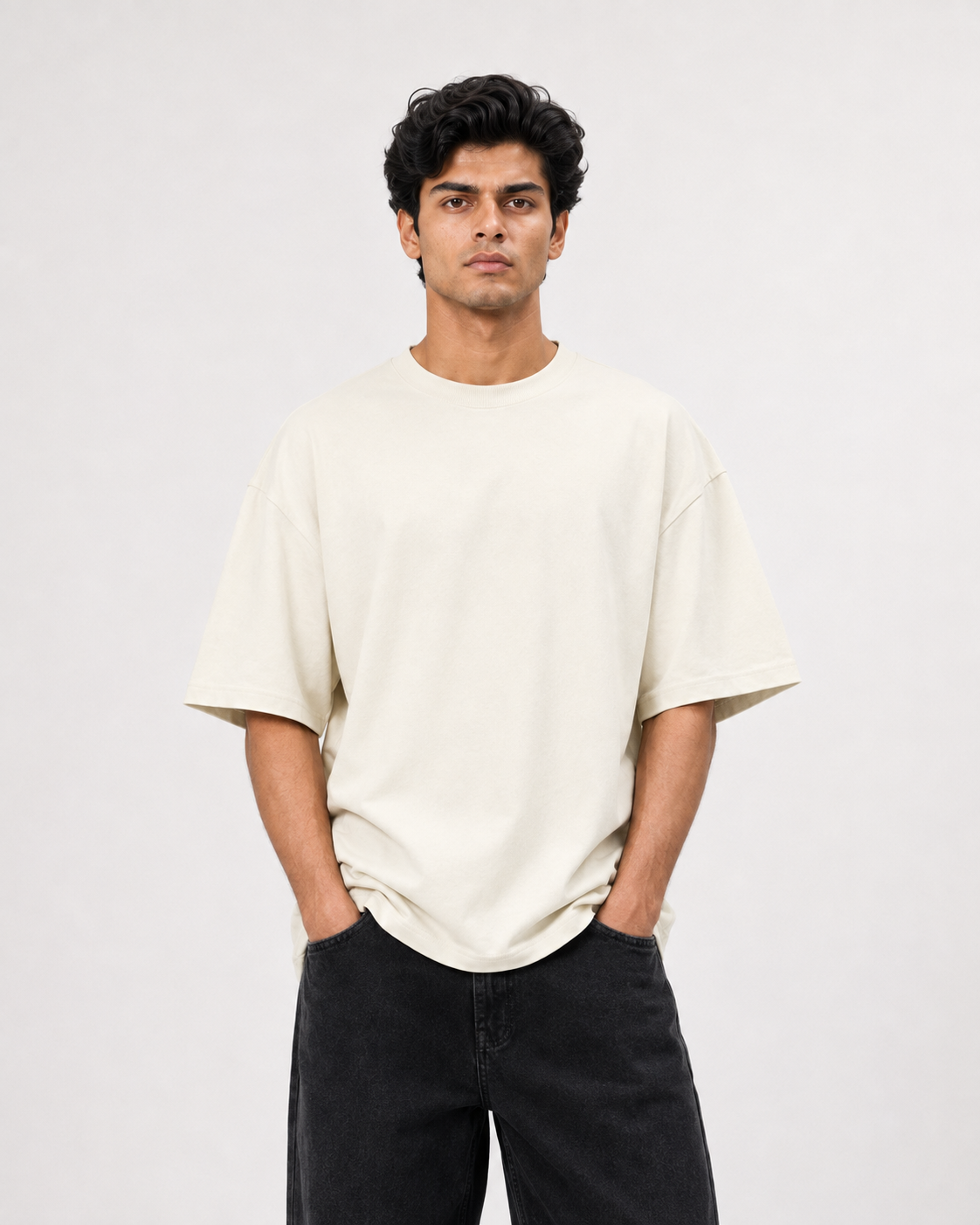 Oversized T-Shirts – Pack of 3 (Off-White, Olive Green & Brown)