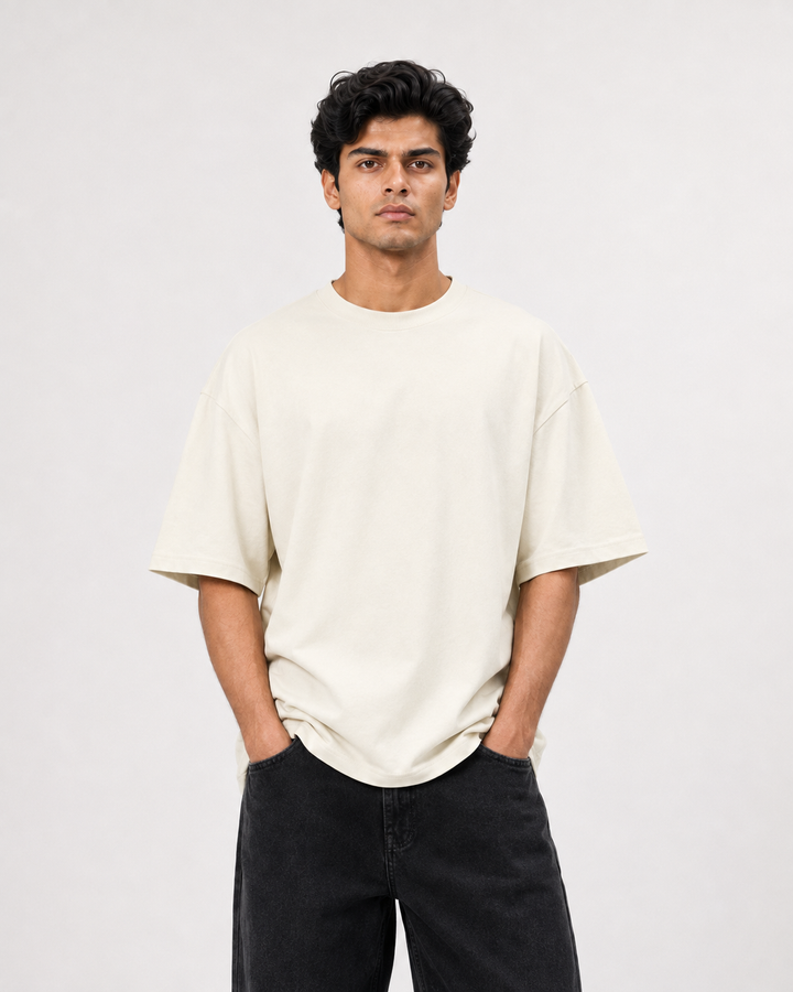 Oversized T-Shirts – Pack of 3 (Off-White, Olive Green & Brown)