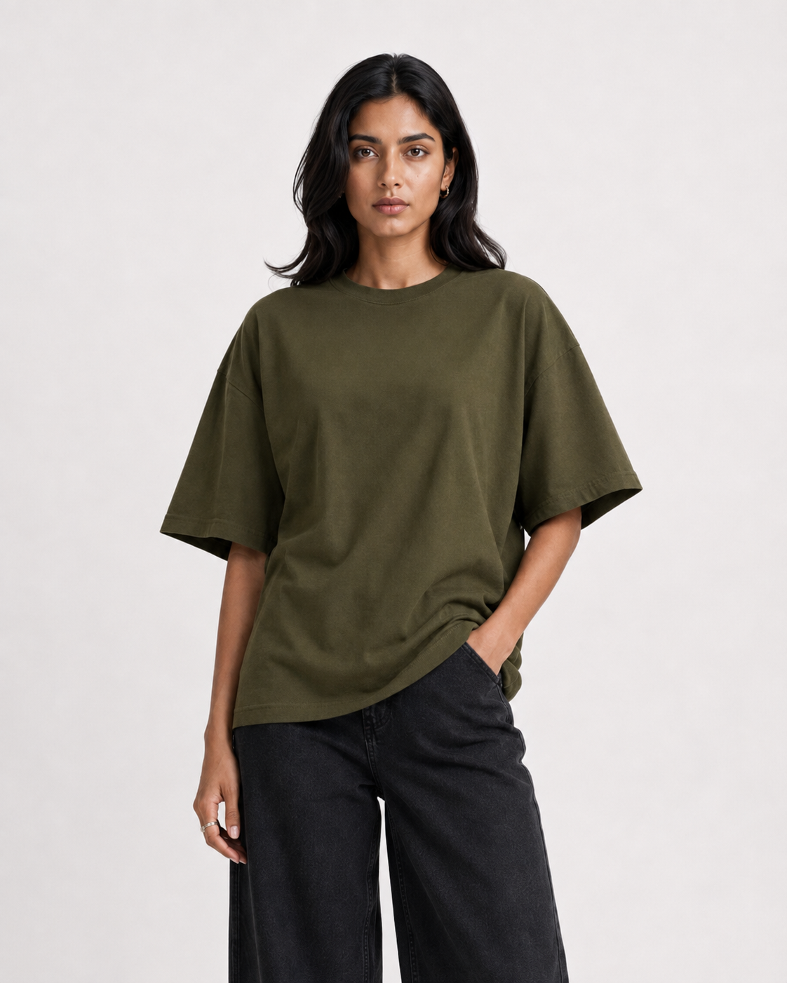 Oversized T-Shirts – Pack of 3 (Off-White, Olive Green & Brown)