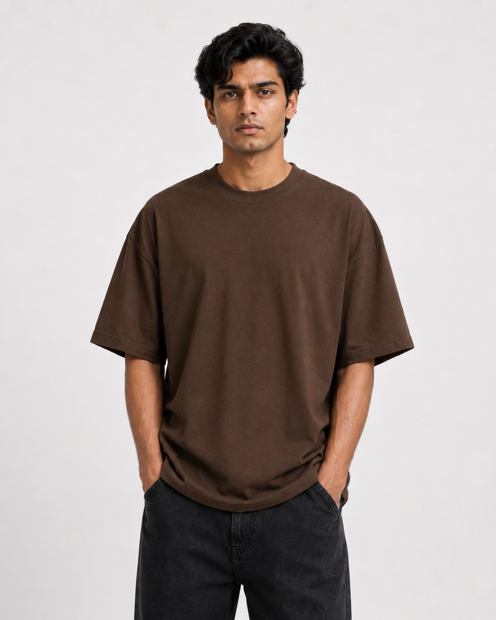 Oversized T-Shirts – Pack of 3 (Off-White, Olive Green & Brown)