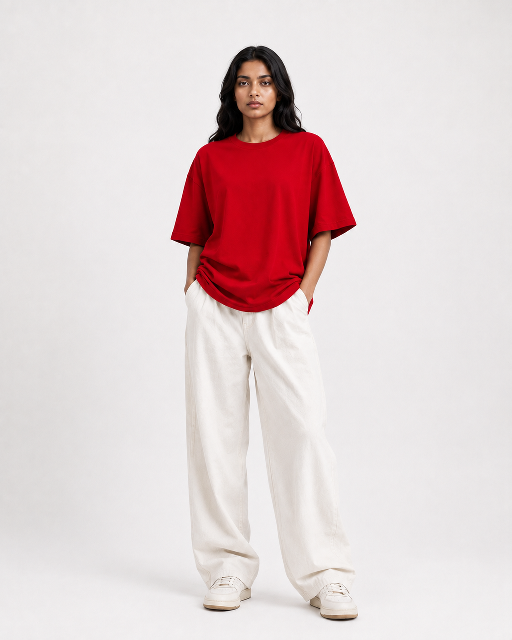 Oversized T-Shirts – Pack of 3 (Off-White, Royal Blue & Red)