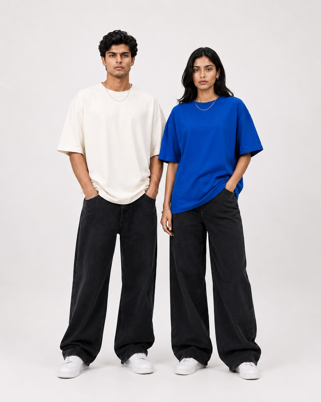 Oversized T-Shirts – Pack of 3 (Off-White, Royal Blue & Red)