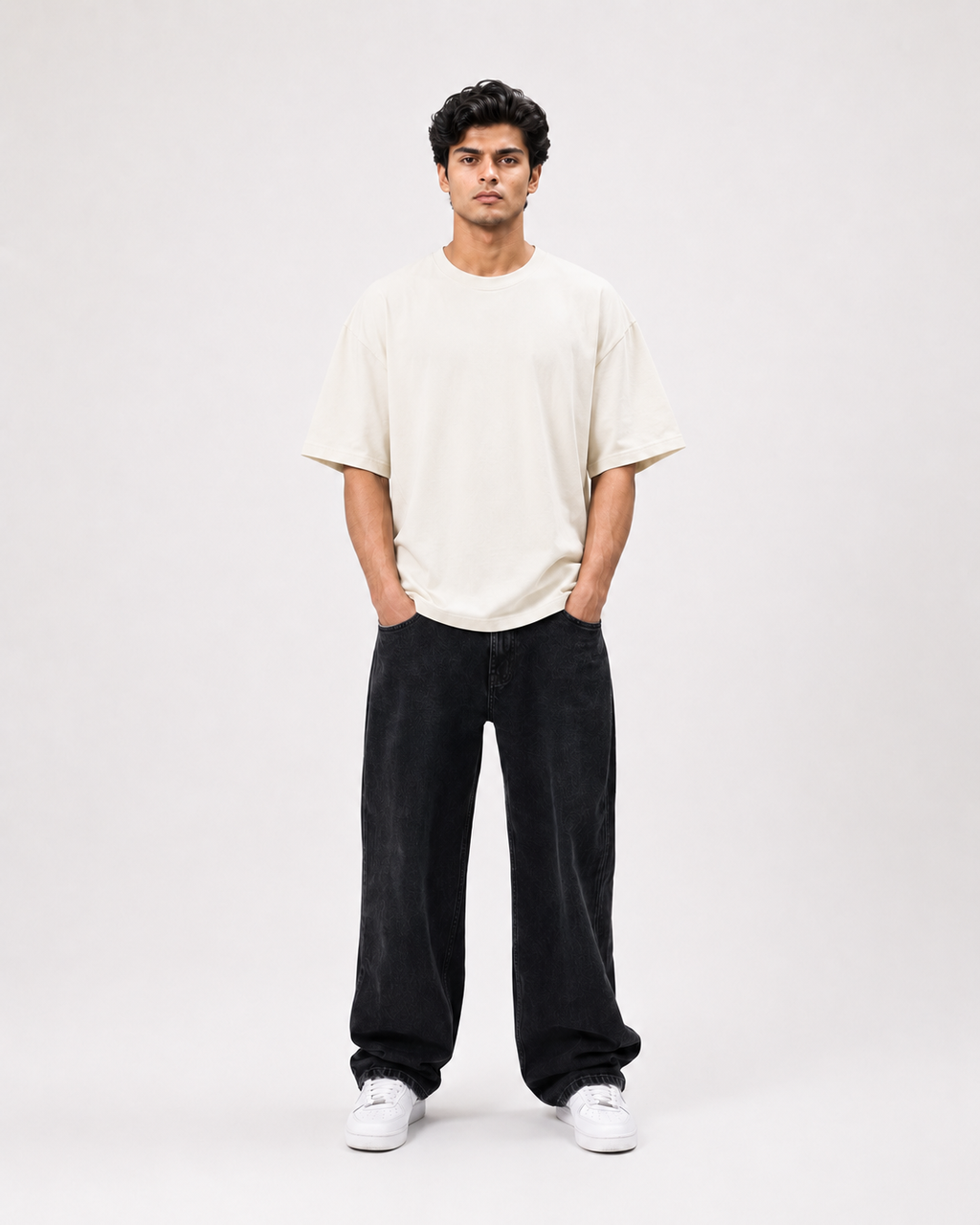Oversized T-Shirts – Pack of 3 (Off-White, Royal Blue & Red)