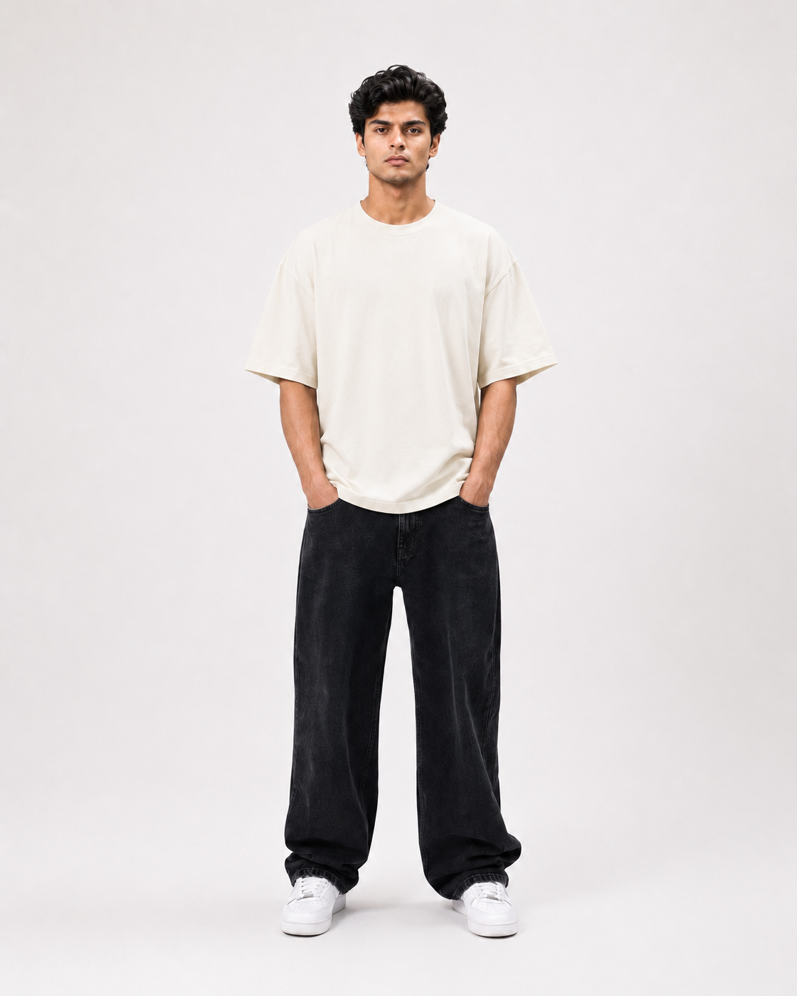 Oversized T-Shirts – Pack of 3 (Off-White, Royal Blue & Red)