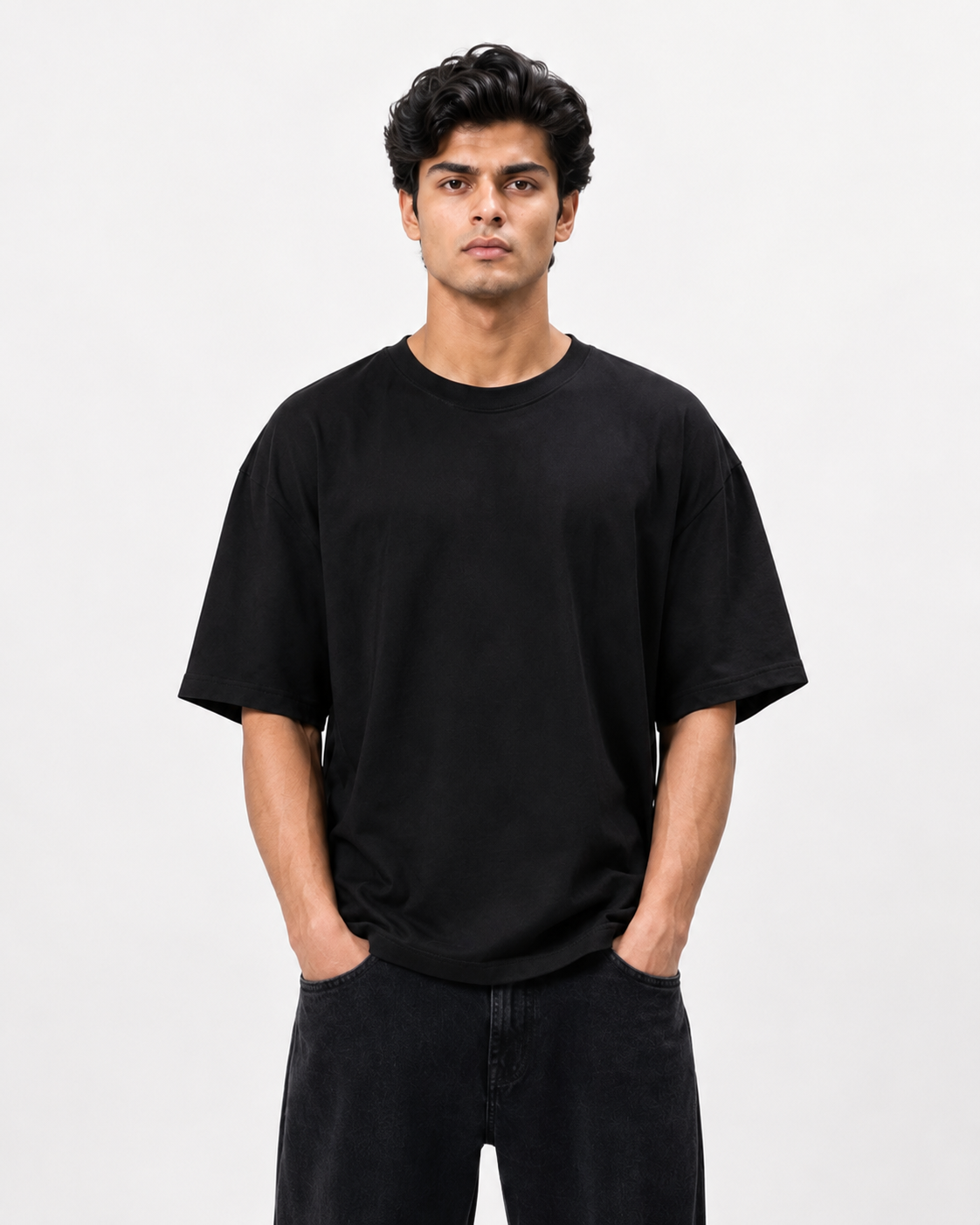 Unisex Cotton Oversized T-Shirts – Pack of 2 (Black & Olive Green)
