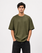 Unisex Cotton Oversized T-Shirts – Pack of 2 (Black & Olive Green)