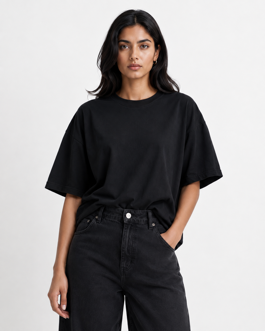 Unisex Cotton Oversized T-Shirts – Pack of 2 (Black & Olive Green)