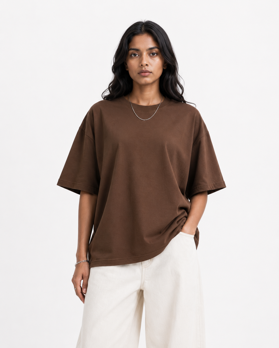 Oversized T-Shirts – Pack of 3 (Black, Off-White & Brown)