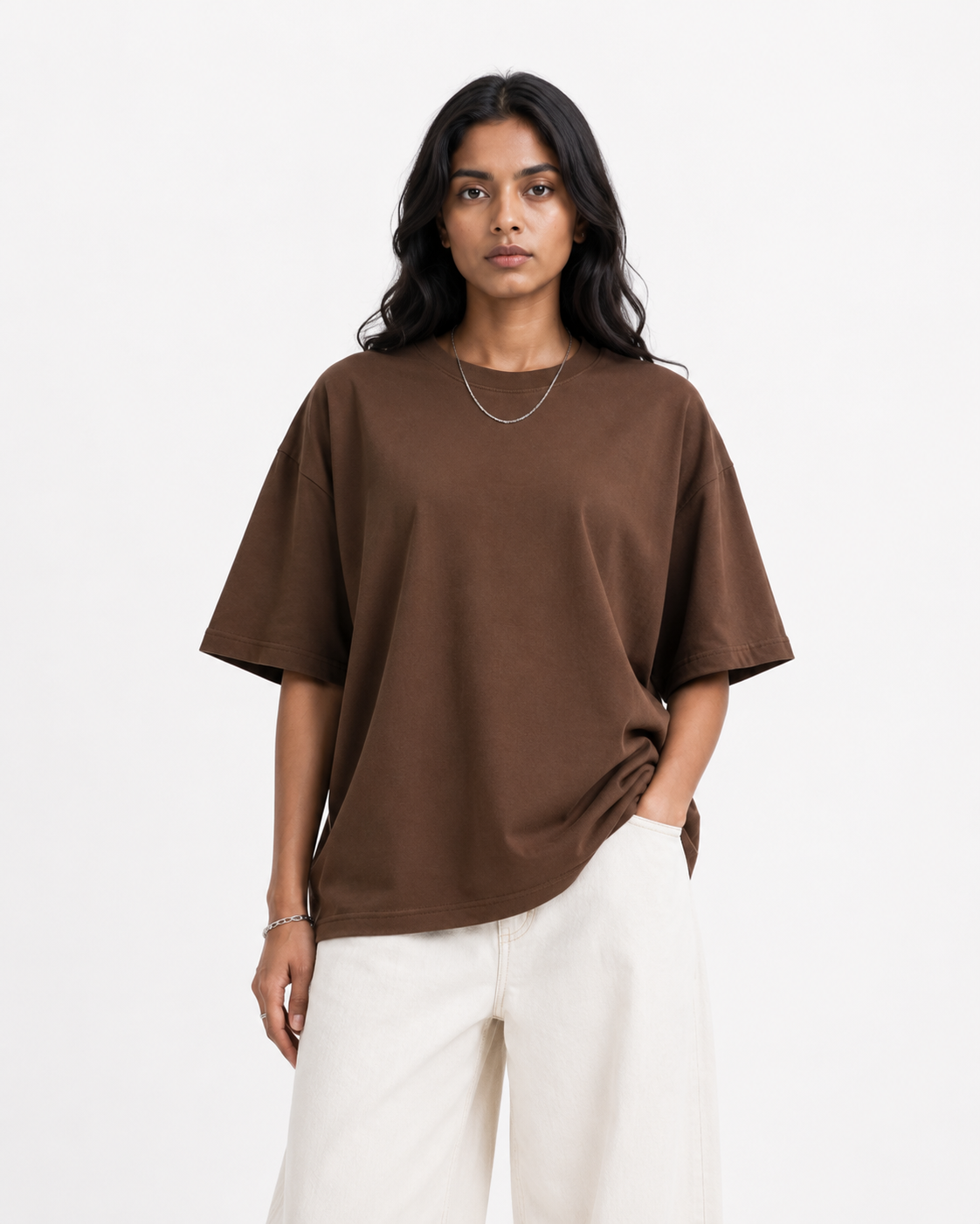 Oversized T-Shirts – Pack of 3 (Black, Off-White & Brown)