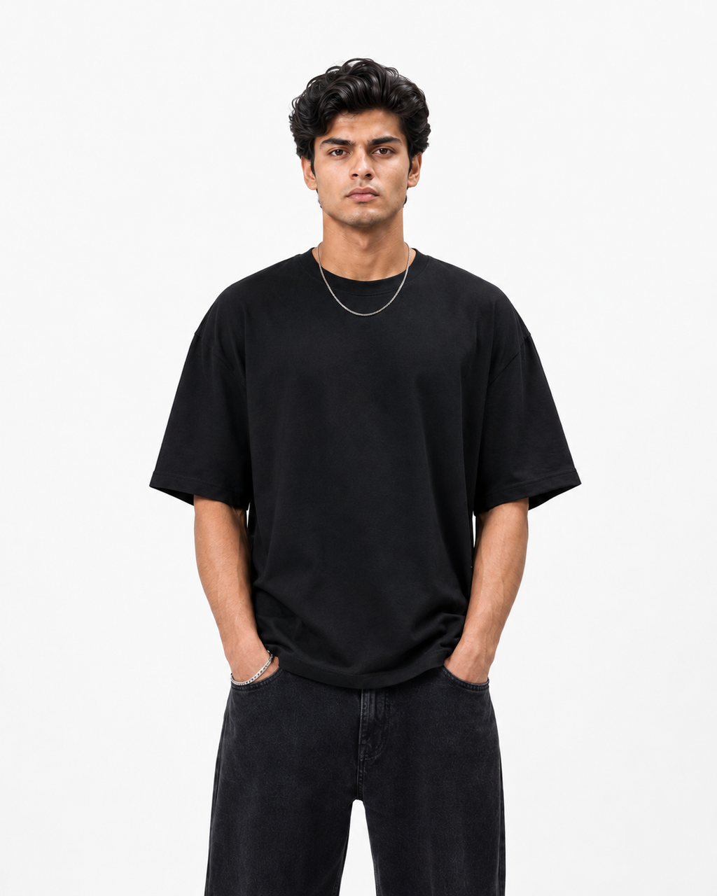 Oversized T-Shirts – Pack of 3 (Black, Off-White & Brown)