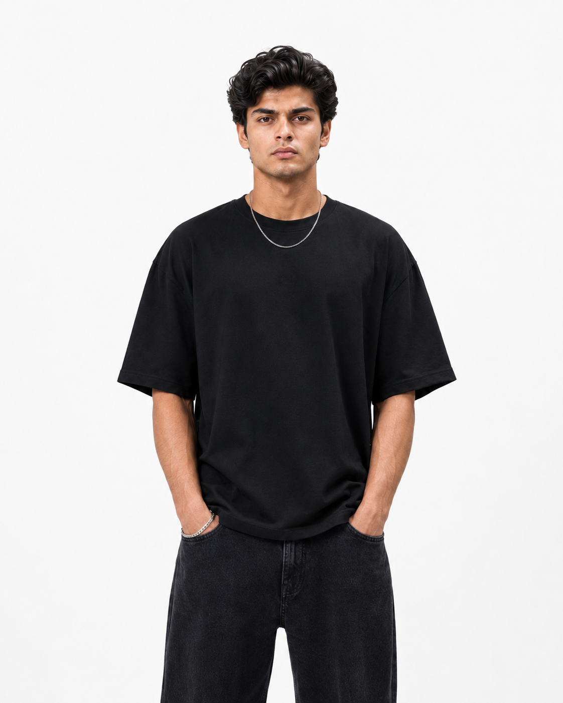 Oversized T-Shirts – Pack of 3 (Black, Off-White & Brown)
